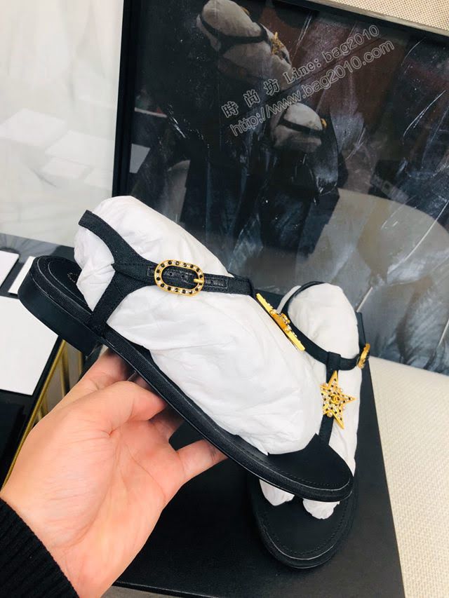 Chanel女鞋 香奈兒2020春夏新款雙c夾趾涼鞋  naq1184